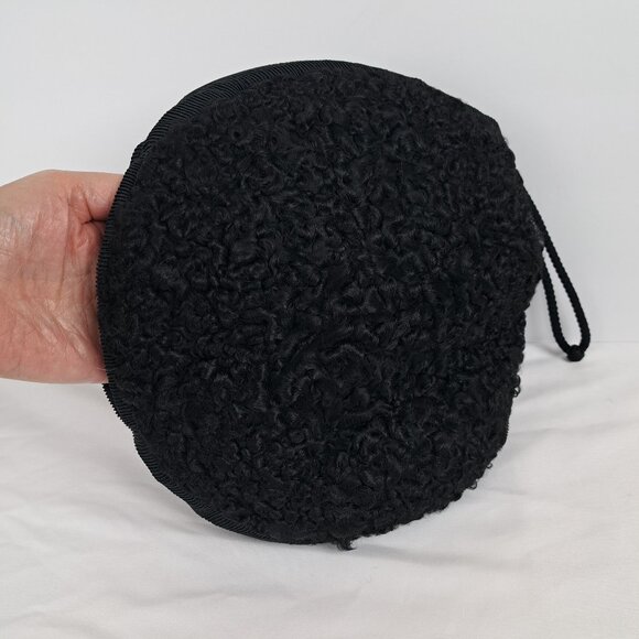 Vintage Persian Curly Lamb Muff w/ Waldes Zipper by Engel-Fetzer Cleveland OH - Picture 7 of 15